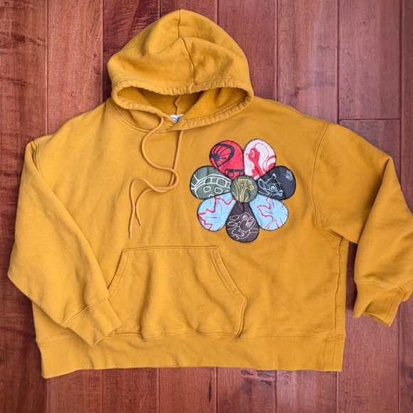 Disney Parks Bambi Pullover Hoodie Womens XL Patch Design Yellow - Picture 5 of 9
